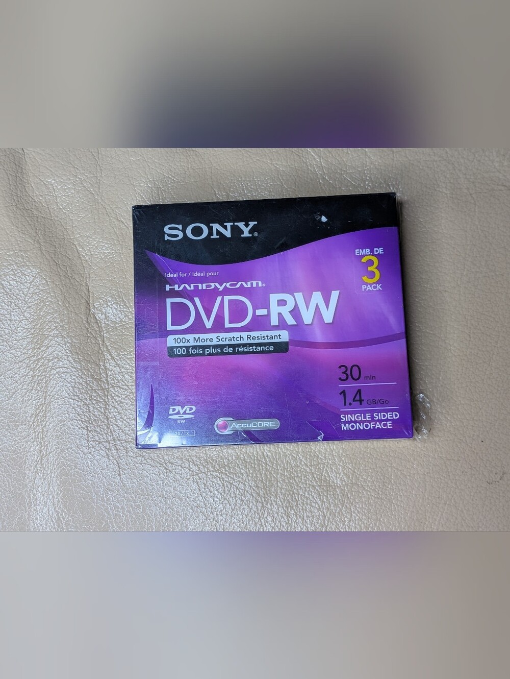NEW Sony Purple DVD-RW Handycam Discs - 3 Pack